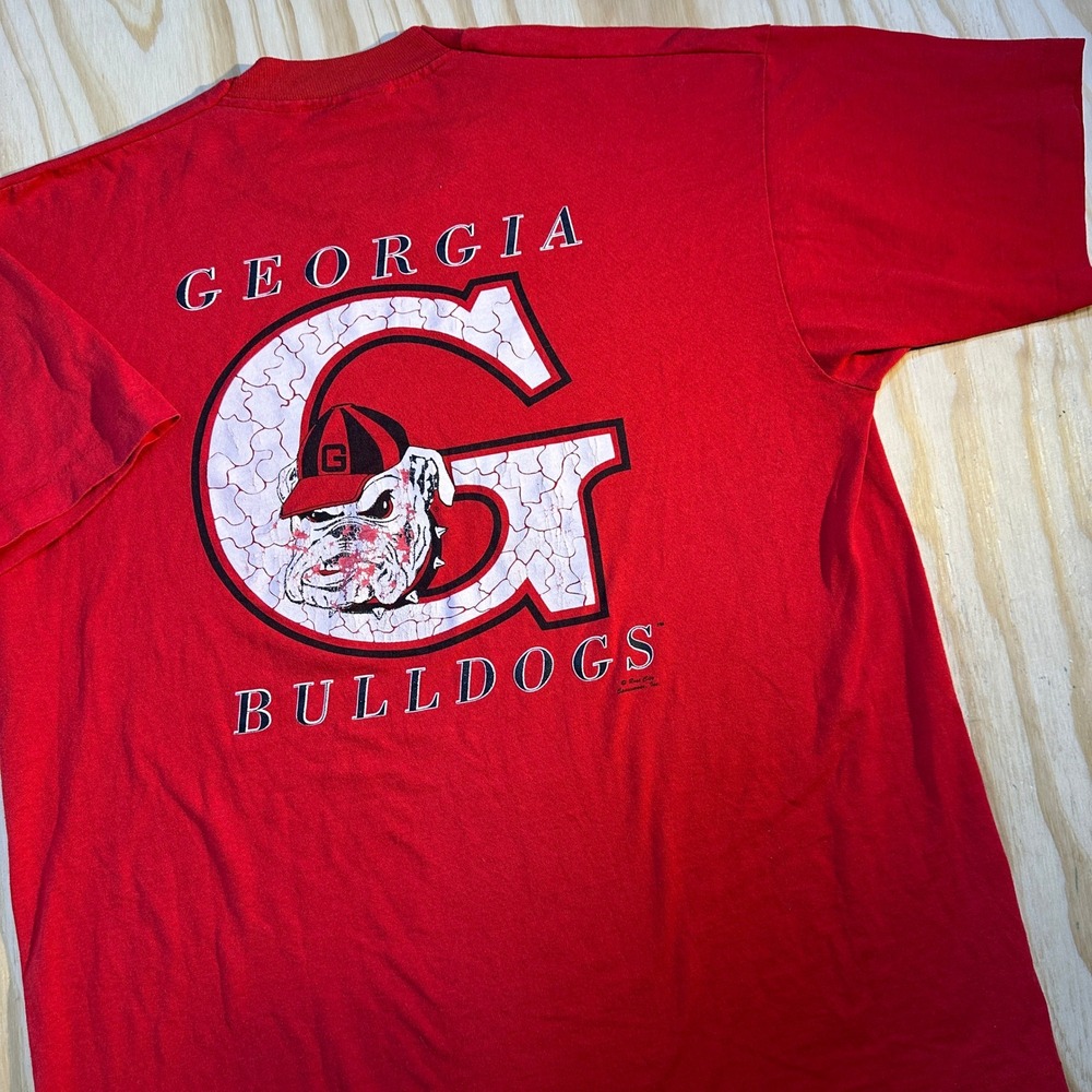 Vintage Georgia Bulldogs The Crab Trap Red Graphic T-Shirt XL Single Stitch 90s
